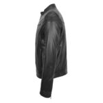 WeeBroz Men's Black Soft Leather Biker Jacket Casual Moto Style - Image 5