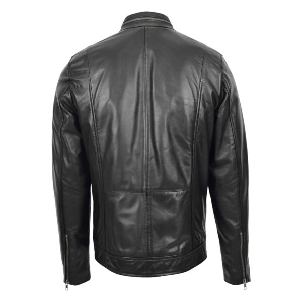 WeeBroz Men's Black Leather Biker Jacket Moto Rider Style - Image 2