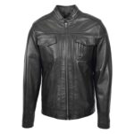 WeeBroz Men's Black Leather Biker Jacket Moto Rider Style - Image 3