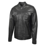 WeeBroz Men's Black Leather Biker Jacket Moto Rider Style - Image 4