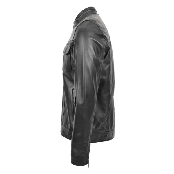 WeeBroz Men's Black Leather Biker Jacket Moto Rider Style - Image 5