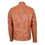 WeeBroz Men's Tan Leather Biker Jacket Casual Biker Style - Image 2