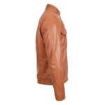 WeeBroz Men's Tan Leather Biker Jacket Casual Biker Style - Image 4