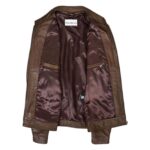 WeeBroz Men's Brown Leather Biker Jacket Moto Biker Style - Image 6