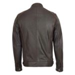 WeeBroz Men's Brown Leather Biker Jacket Zipper Classic Biker Style - Image 2