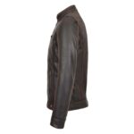 WeeBroz Men's Brown Leather Biker Jacket Zipper Classic Biker Style - Image 5
