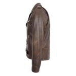 WeeBroz Men's Antique Brown Leather Biker Jacket Heavy Duty Biker Style - Image 6