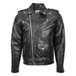 WeeBroz Men's Black Leather Biker Jacket Heavy Duty Brando Style - Image 3
