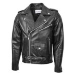 WeeBroz Men's Black Leather Biker Jacket Heavy Duty Brando Style - Image 4