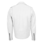 WeeBroz Men's White Leather Biker Jacket Heavy Duty Moto Biker Style - Image 2