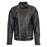WeeBroz Men's Vintage Black Leather Biker Jacket Brando Biker Style - Image 3