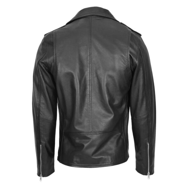 WeeBroz Men's Black Leather Biker Jacket Brando Jacket Biker Style - Image 2
