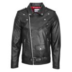 WeeBroz Men's Black Leather Biker Jacket Brando Jacket Biker Style - Image 3