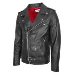 WeeBroz Men's Black Leather Biker Jacket Brando Jacket Biker Style - Image 4