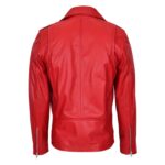 WeeBroz Men's Red Leather Biker Jacket Brando Biker Style - Image 2