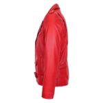 WeeBroz Men's Red Leather Biker Jacket Brando Biker Style - Image 5
