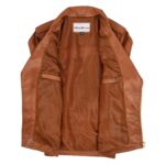 WeeBroz Men's Tan Leather Biker Jacket Brando Jacket Biker Style - Image 6