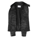 WeeBroz Men's Black Leather Biker Jacket Quilt Detail Style - Image 5