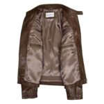 WeeBroz Men's Timber Brown Leather Biker Jacket Quilt Detail Style - Image 6