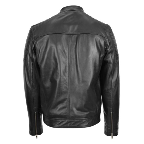 WeeBroz Men's Black Leather Biker Jacket Zipper Biker Style - Image 2