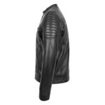 WeeBroz Men's Black Leather Biker Jacket Zipper Biker Style - Image 5