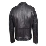 WeeBroz Men's Black Leather Biker Jacket Cross Zip Brando Biker Style - Image 2