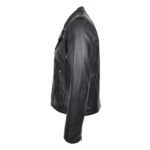 WeeBroz Men's Black Leather Biker Jacket Cross Zip Brando Biker Style - Image 6