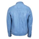 WeeBroz Men's Sky Blue Leather Biker Jacket Cafe Racer Biker Style - Image 2