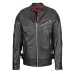 WeeBroz Men's Black Leather Biker Jacket Casual Biker Style