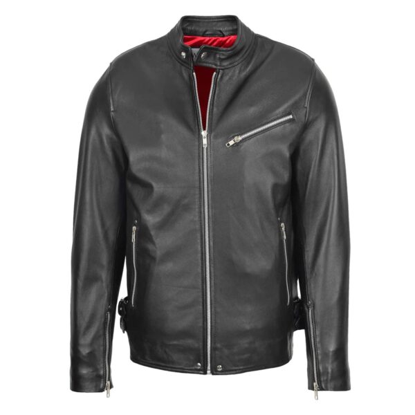 WeeBroz Men's Black Leather Biker Jacket Casual Biker Style - Image 1