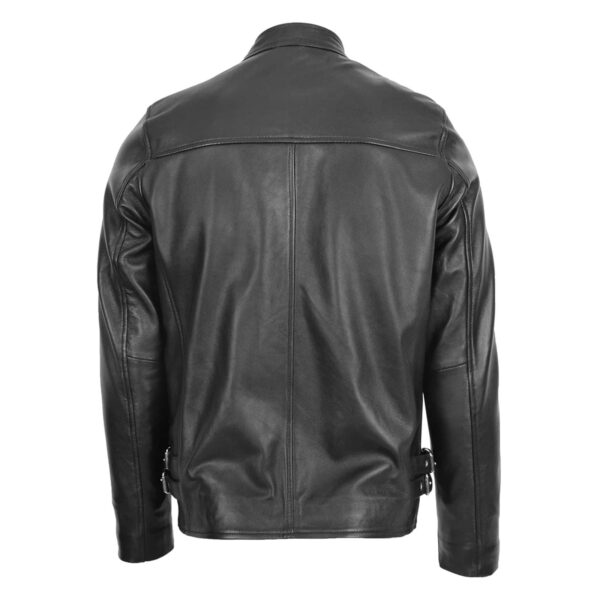 WeeBroz Men's Black Leather Biker Jacket Casual Biker Style - Image 2