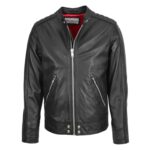 WeeBroz Men's Black Leather Biker Jacket Casual Fashion Biker Style