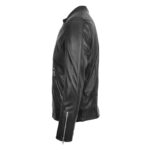 WeeBroz Men's Black Leather Biker Jacket Casual Fashion Biker Style - Image 5