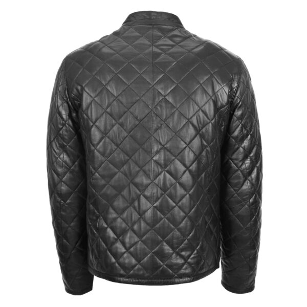 WeeBroz Men's Black Leather Biker Jacket Quilted Biker Style - Image 2