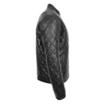 WeeBroz Men's Black Leather Biker Jacket Quilted Biker Style - Image 5