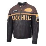 WeeBroz Men's Brown Leather Biker Jacket Racing Badges "Black Hills" Style - Image 4