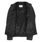 WeeBroz Men's Black Leather Biker Jacket Standing Collar Racer Style - Image 6