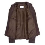 WeeBroz Men's Brown Leather Biker Jacket Standing Collar Racer Style - Image 6