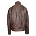 WeeBroz Men's Vintage Brown Leather Biker Jacket Urban Biker Style - Image 2