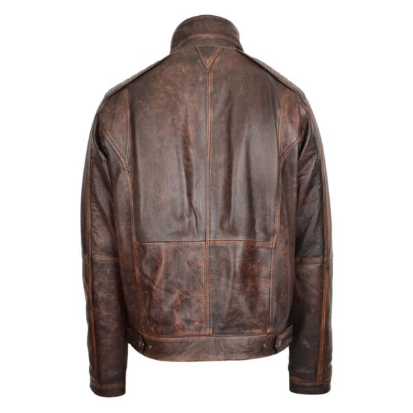 WeeBroz Men's Vintage Brown Leather Biker Jacket Urban Biker Style - Image 2