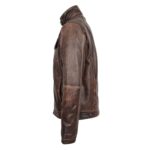 WeeBroz Men's Vintage Brown Leather Biker Jacket Urban Biker Style - Image 5