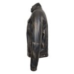 WeeBroz Men's Vintage Black Leather Biker Jacket Urban Biker Style - Image 4