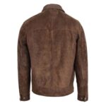 WeeBroz Men's Brown Leather Biker Jacket Suede Casual Harrington Style - Image 2
