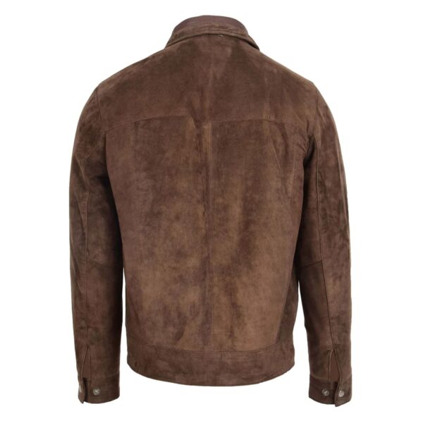 WeeBroz Men's Brown Leather Biker Jacket Suede Casual Harrington Style - Image 2