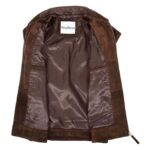 WeeBroz Men's Brown Leather Biker Jacket Suede Casual Harrington Style - Image 6