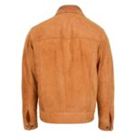 WeeBroz Men's Tan Leather Biker Jacket Suede Casual Harrington Style - Image 2