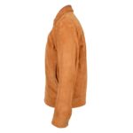 WeeBroz Men's Tan Leather Biker Jacket Suede Casual Harrington Style - Image 5