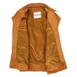WeeBroz Men's Tan Leather Biker Jacket Suede Casual Harrington Style - Image 6