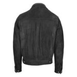 WeeBroz Men's Black Leather Biker Jacket Suede Trucker Harrington Style - Image 2