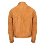 WeeBroz Men's Tan Leather Biker Jacket Suede Trucker Style - Image 2
